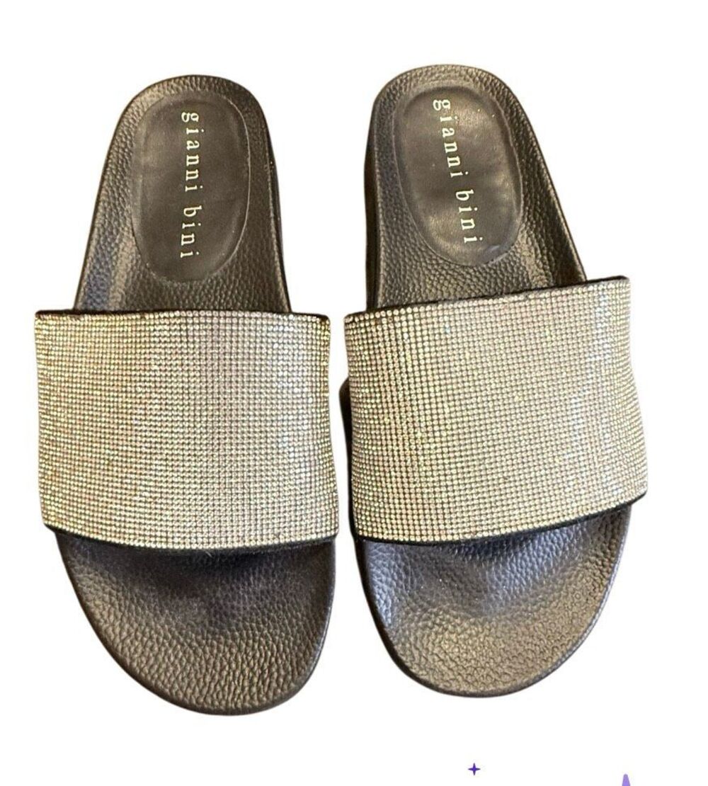Gianni Bini Rhinestone Slide Sandals Sz. 10 Bling Comfort